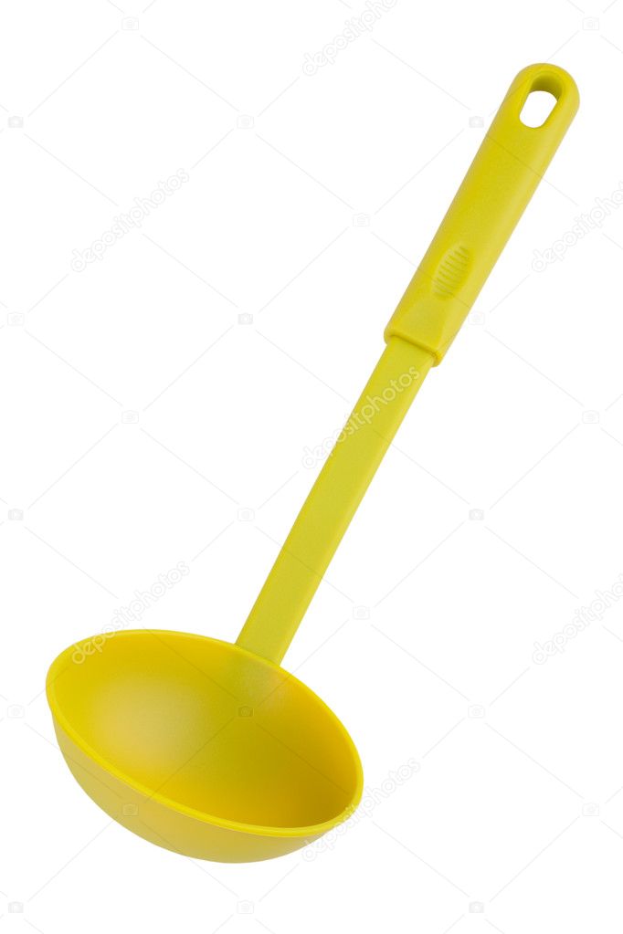 Green plastic kitchen spoon