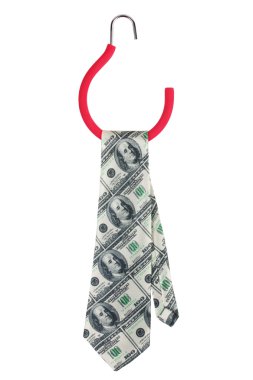 Tie with a picture of one hundred dollar bills clipart