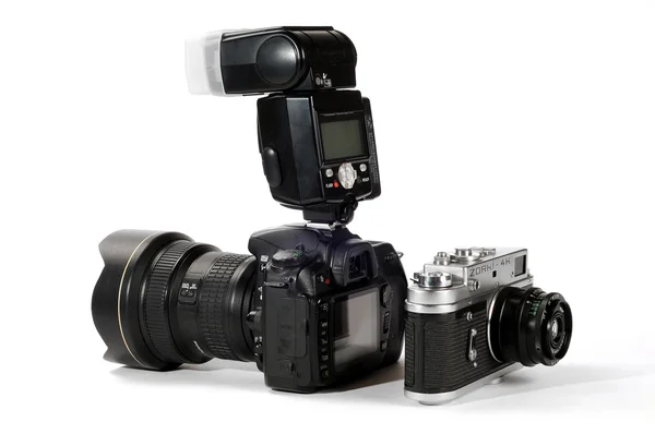 Nueva cámara vs cámara vieja Imagen De Stock