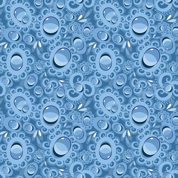 Σταγόνες και απρόσκοπτη υπόβαθρο φυσαλίδες νερού — Διανυσματικό Αρχείο