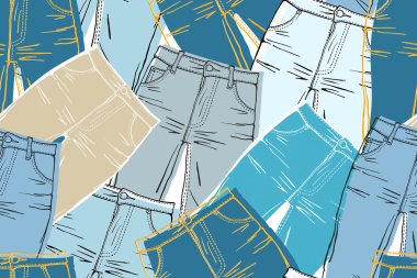 Shabby jeans seamless clipart