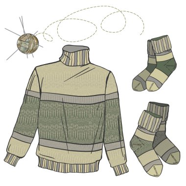 Wool sweater and socks clipart