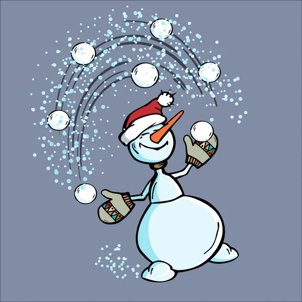 Веселый снеговик — стоковый вектор