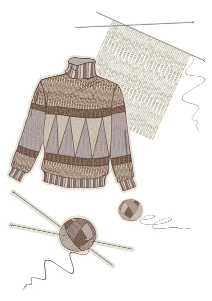 Warm brown wool sweater — Stock Vector