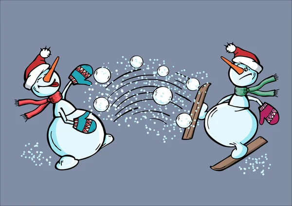 Hombres de nieve alegres — Vector de stock