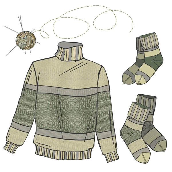 Jersey de lana y calcetines — Vector de stock