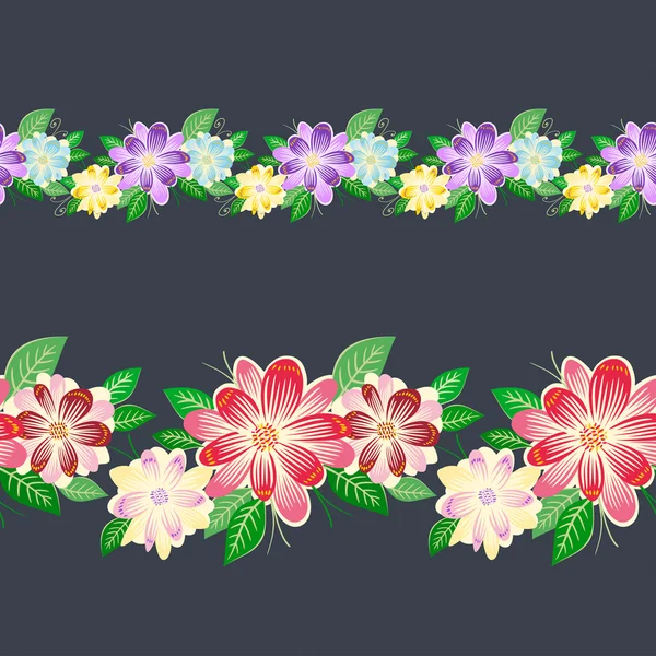 Bordure florale sans couture — Image vectorielle