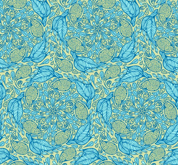 Tranquillité sans couture et motif floral — Image vectorielle