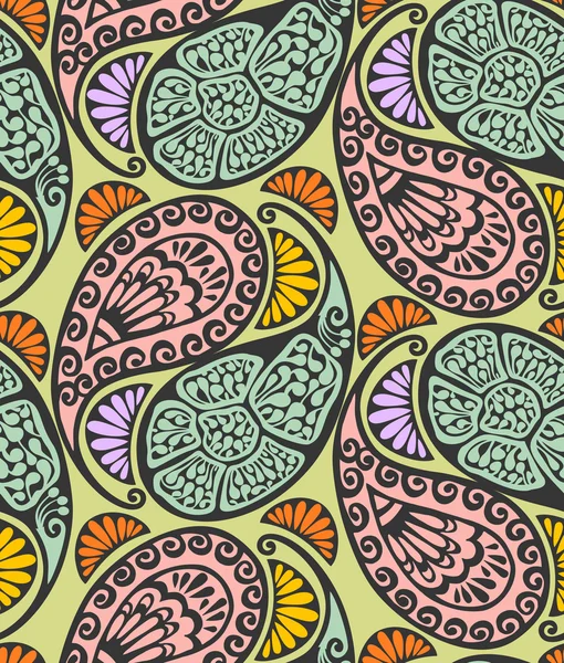 Seamless paisley and floral pattern — Stock Vector