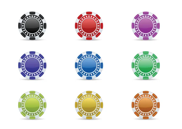 Casino chips Icon set — Stok Vektör