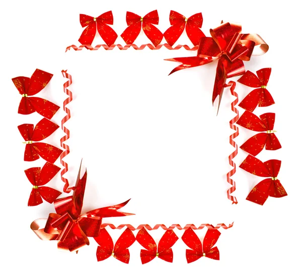 圣诞框架的红色蝴蝶结 — 图库照片