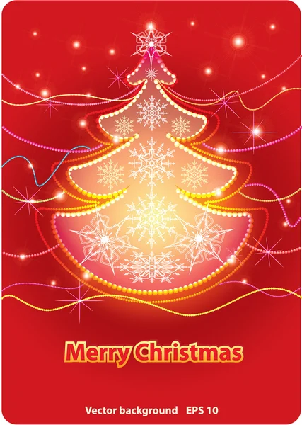 Carte de Noël lumineuse avec un arbre — Image vectorielle