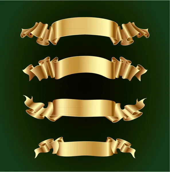 Conjunto de banners de cinta dorada — Vector de stock