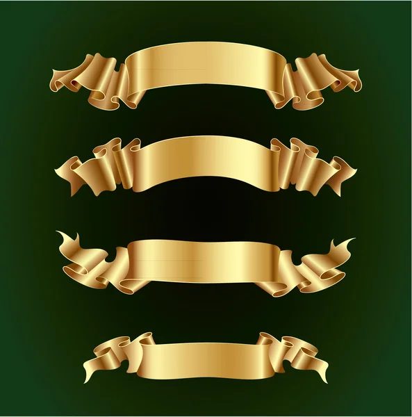 Conjunto de banners Golden Ribbon Vetores De Bancos De Imagens