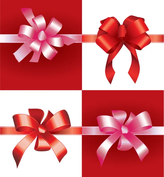 Red and Pink decorative bow set — Stock Vector