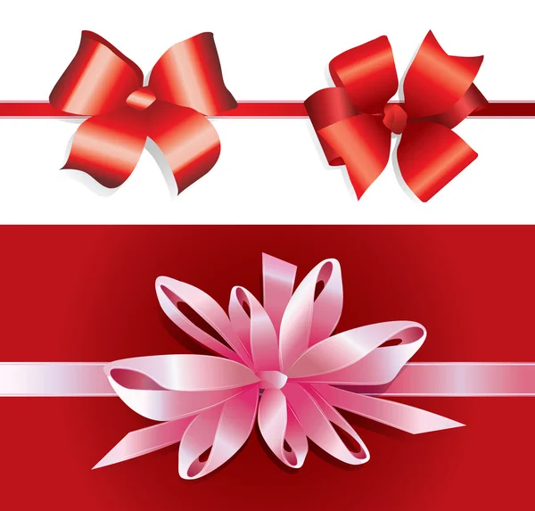 Red and Pink decorative bow set — Wektor stockowy