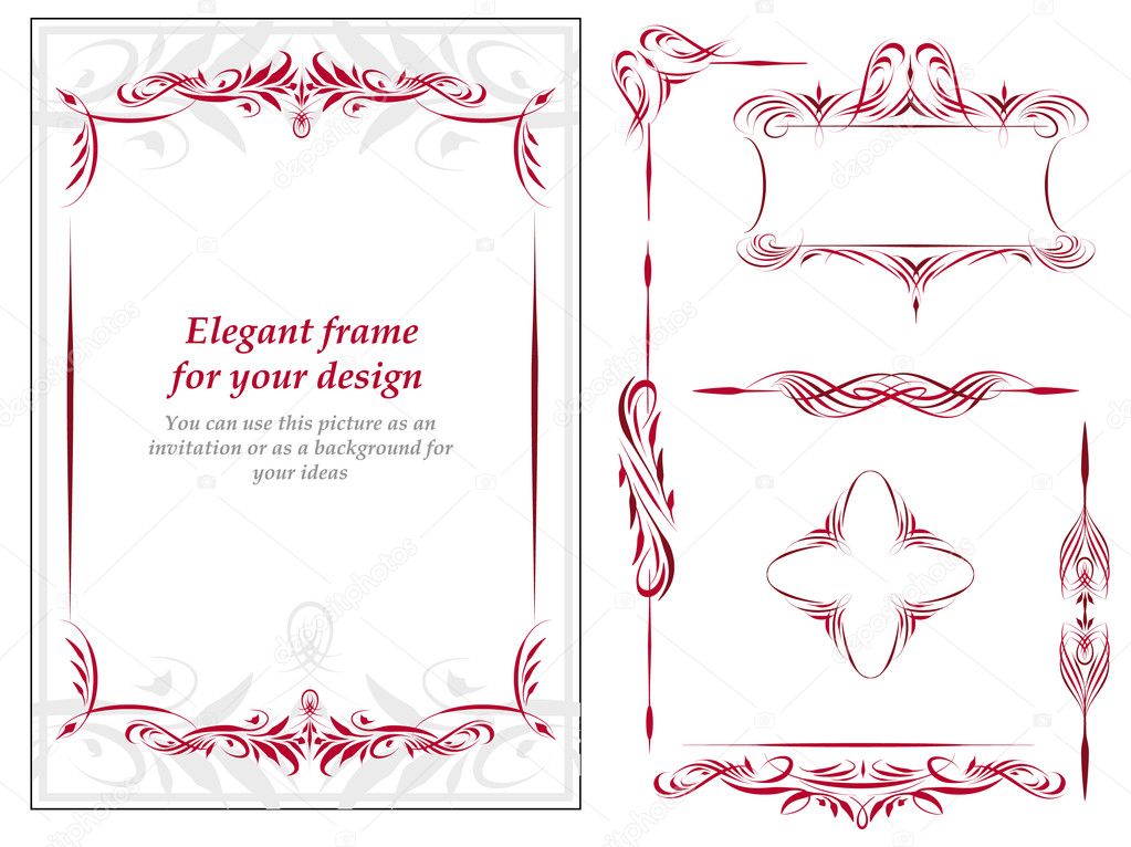 Red vintage frame with florish elements