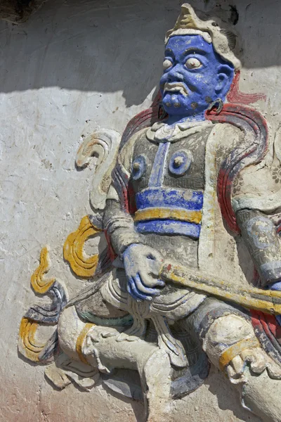 Niebieski w obliczu Buddyjski wojownik — Zdjęcie stockowe