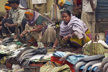 Fishmongers On A Street In Calcutta clipart