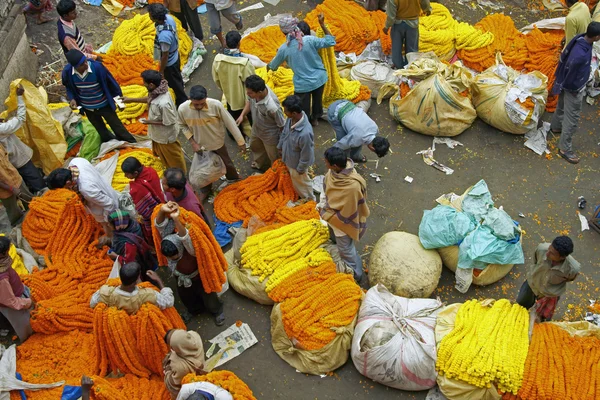 Calcutta bloemenmarkt — Stockfoto