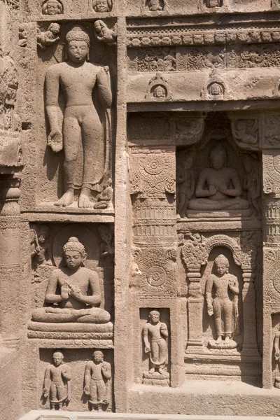 Rock Carvings at Ajanta Caves — Stock Photo, Image