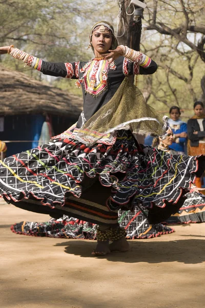 拉贾斯坦 kalbelia 舞者表演 免版税图库照片