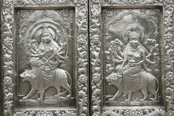 ヒンドゥー教の銀パネル — ストック写真