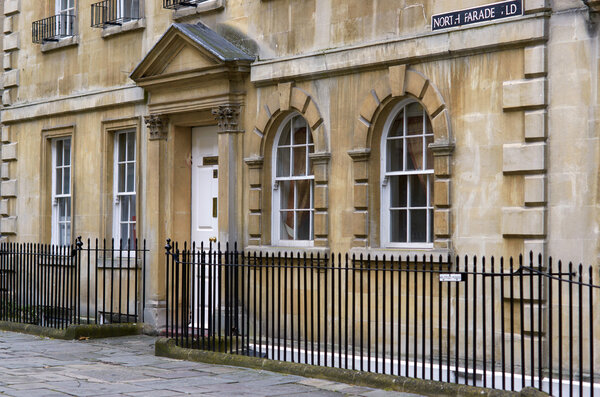 Georgian style architecture in a residential street in the historic city of Bath in Somerset, England, United Kingdom