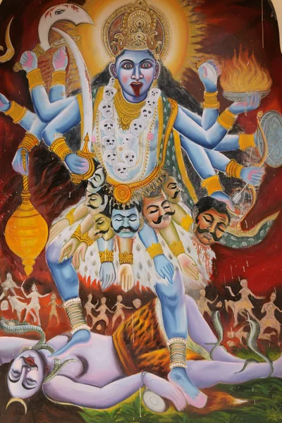 Väggmålning av hinduiska gudom — Stockfoto