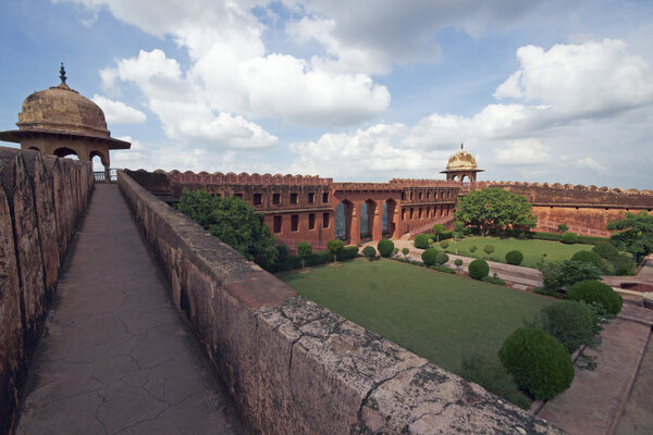 Walled garden inside Jaigarh Fort. Rajput style fortress near Jaipur, Rajasthan, India