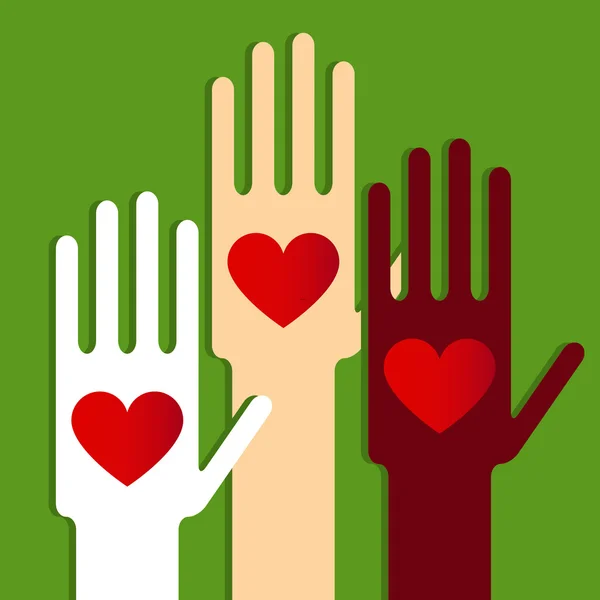 Mains avec amour — Image vectorielle