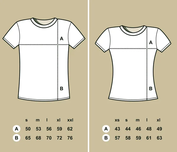 T-Shirt Tailles — Image vectorielle