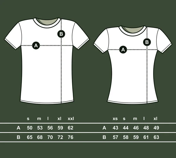 T-Shirt Tailles — Image vectorielle