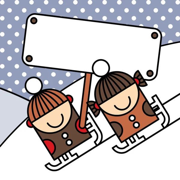 滑冰的孩子 — 图库矢量图片