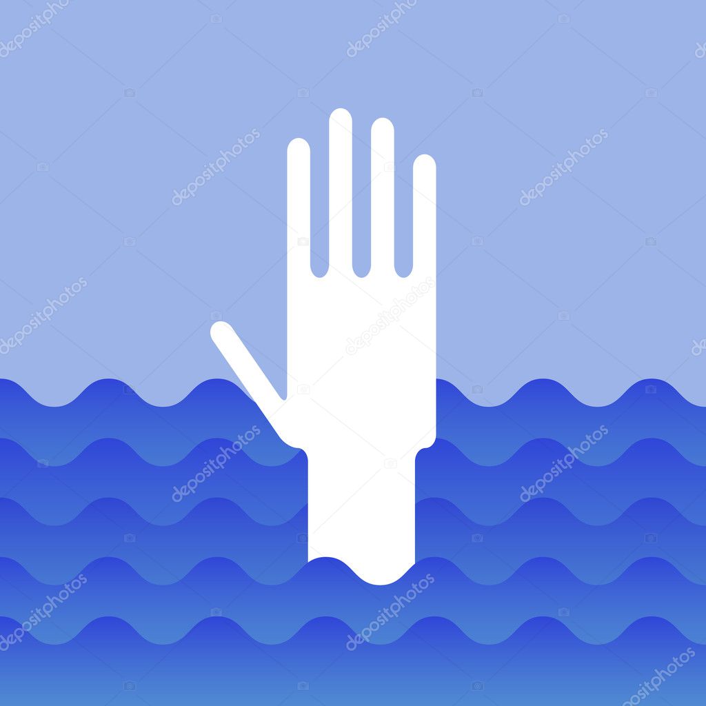 Hand of drowning man