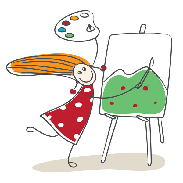 Маленькая девочка рисует горы
