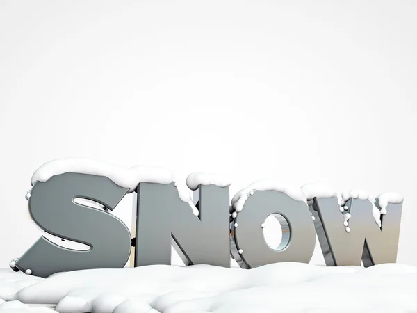 Palavra neve sob neve branco — Fotografia de Stock