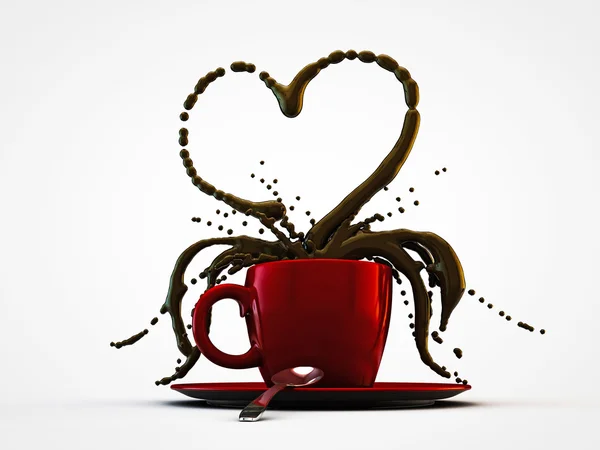 Taza de café rojo forma de corazón —  Fotos de Stock
