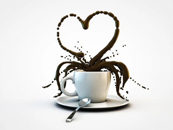 Copa blanca café forma de corazón —  Fotos de Stock