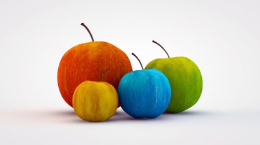 Beyaz arka plan üzerinde izole renkli elma