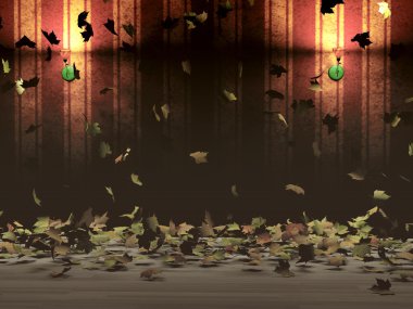 Autumn leaves in an old fashioned room clipart