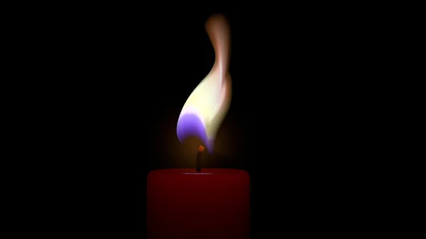 Fiamma di candela isolata su sfondo nero — Foto Stock
