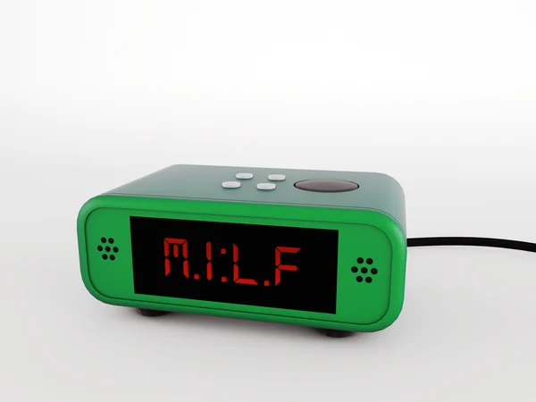 Reloj despertador retro milf verde aislado sobre fondo blanco —  Fotos de Stock