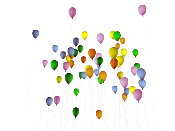 Balões coloridos isolados sobre fundo branco — Fotografia de Stock