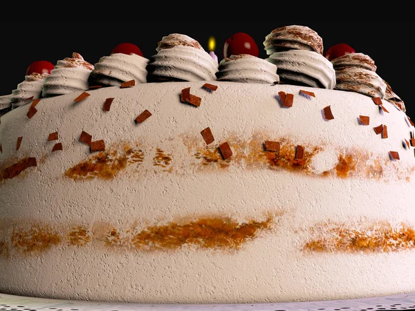 Торт на день народження ізольований на чорному фоні — стокове фото