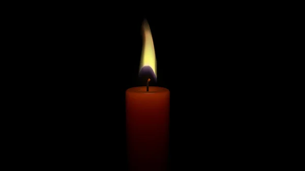 Огненная свеча горит в ночи — стоковое фото