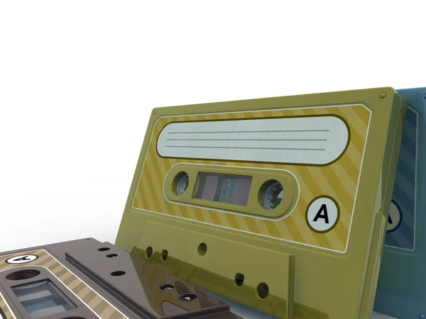 白い背景に隔離されたカセットテープ — ストック写真