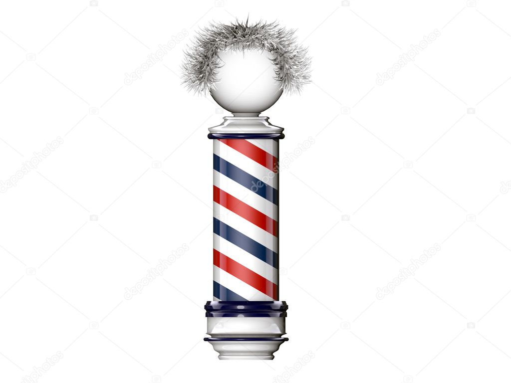 Barber pole sign isolated on white background