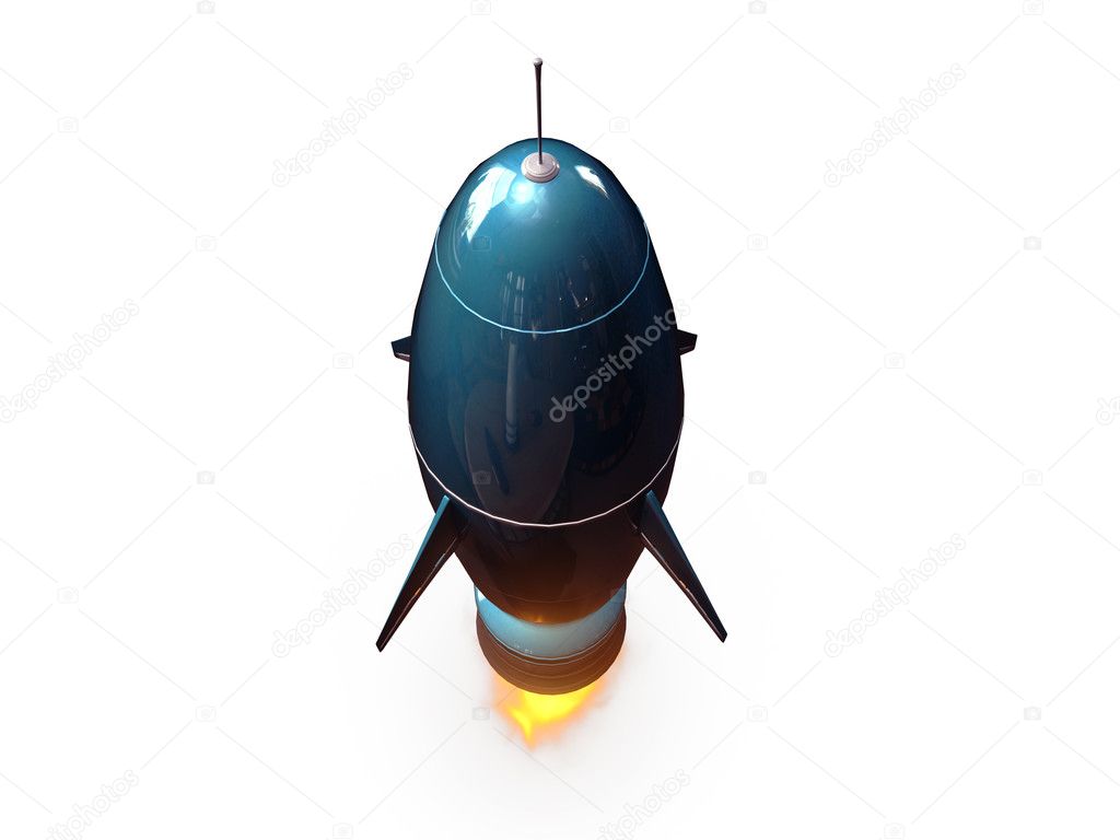 Space rocket isolated on white background