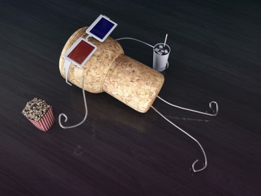 Cork cap yerde 3d gözlük